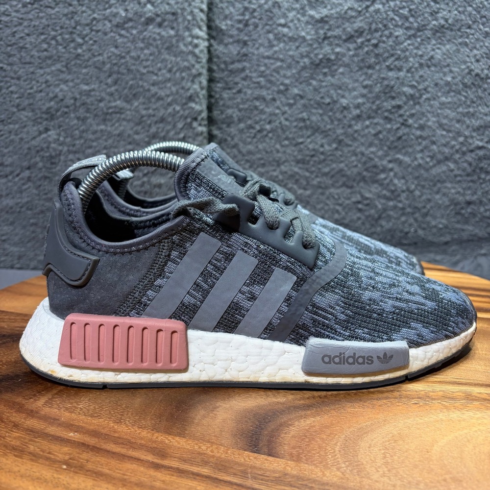 Adidas NMD R1 Glitch Grey Rose Pink Womens Sneakers BY9647 Size 7.5 NO INSOLES